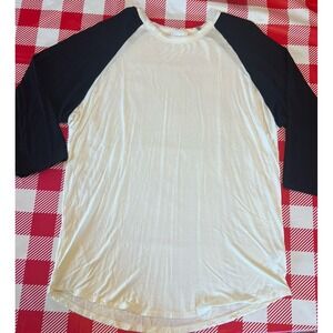 Women's XL White/Black 3/4 Raglan Sleeve Baseball Punk Retro Lularoe Randy Cozy